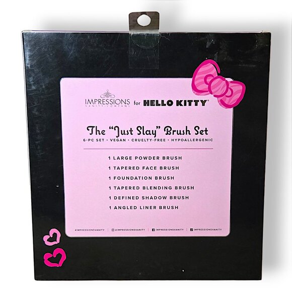 Impressions Vanity Sleek Black Hello Kitty "Just Slay" 6-pc Brush Set - Picture 2 of 6